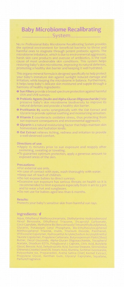 Neuth Hypoallergenic Moisturizing & Preserving Ultra Protective Sunscreen with Sun Filters, Prebiotic Agents & Vitamin E SPF50+ (6+ Months) - silicone free, phthalate free, phenoxyethanol free