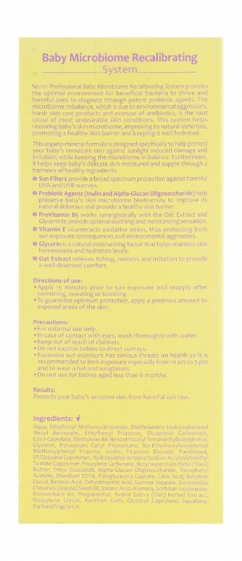 Neuth Hypoallergenic Moisturizing & Preserving Ultra Protective Sunscreen with Sun Filters, Prebiotic Agents & Vitamin E SPF50+ (6+ Months) - silicone free, phthalate free, phenoxyethanol free