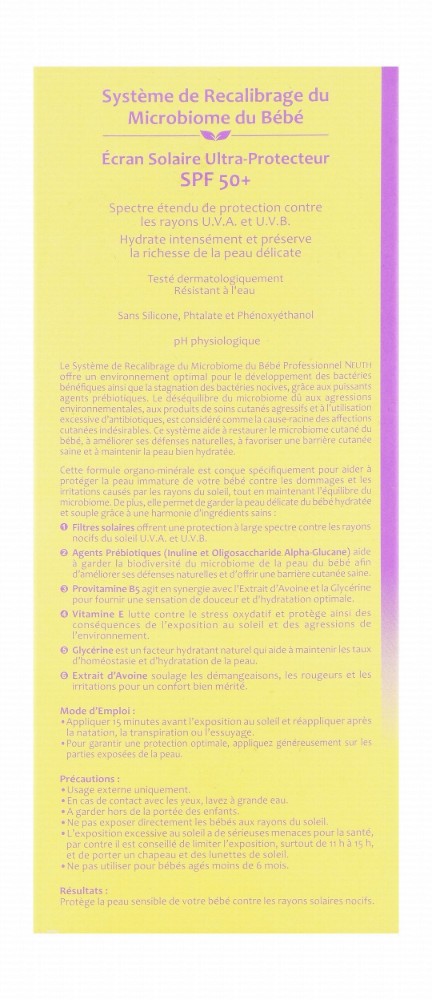 Neuth Hypoallergenic Moisturizing & Preserving Ultra Protective Sunscreen with Sun Filters, Prebiotic Agents & Vitamin E SPF50+ (6+ Months) - silicone free, phthalate free, phenoxyethanol free
