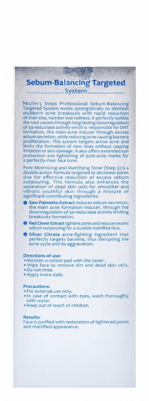 Neuth Mattifying, Pore Minimizing & Anti-Acne Facial Toner with Silver Citrate, Saw Palmetto & Red Clover Extracts - non comedogenic, fragrance free
