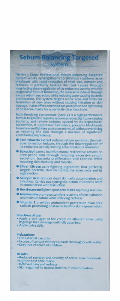 Neuth Sebum Balancing Targeted System Anti-Acne Multi-Resolving Facial Cream Step 4 - fragrance free, non-comedogenic