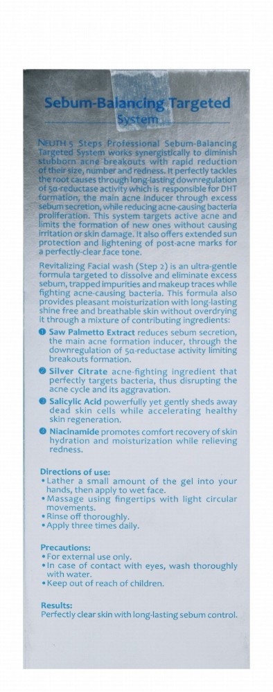 Neuth Sebum Balancing Targeted System Anti-Acne Revitalizing Facial Wash Gel Step 2 for Acne-Prone Skin - fragrance free, soap free, non-comedogenic