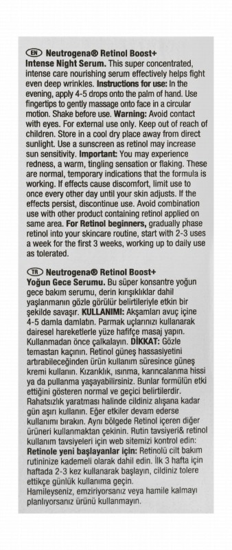 Neutrogena Nourishing, Anti-Aging & Anti-Wrinkles Facial Intense Night Serum with Retinol