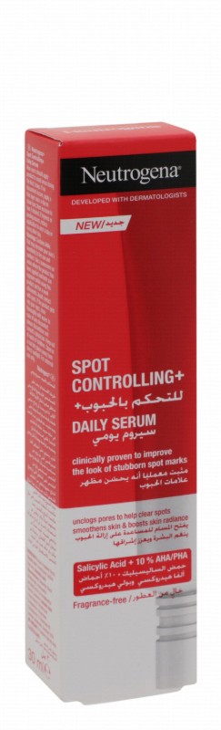 Neutrogena Spot Controlling, Smoothening & Radiating Daily Facial Serum with Salicylic Acid & AHA - fragrance free