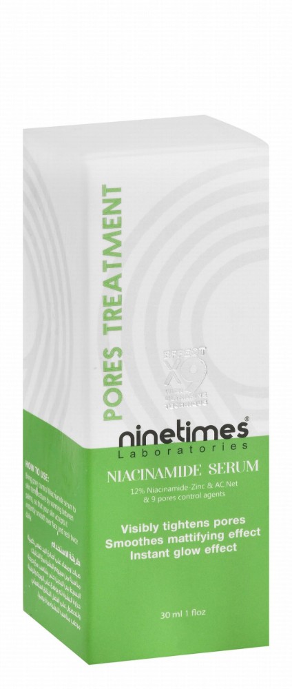 Ninetimes Pore Tightening, Smoothing & Glowing Face Serum with Niacinamide & Zinc - parabens free, alcohol free, cruelty free