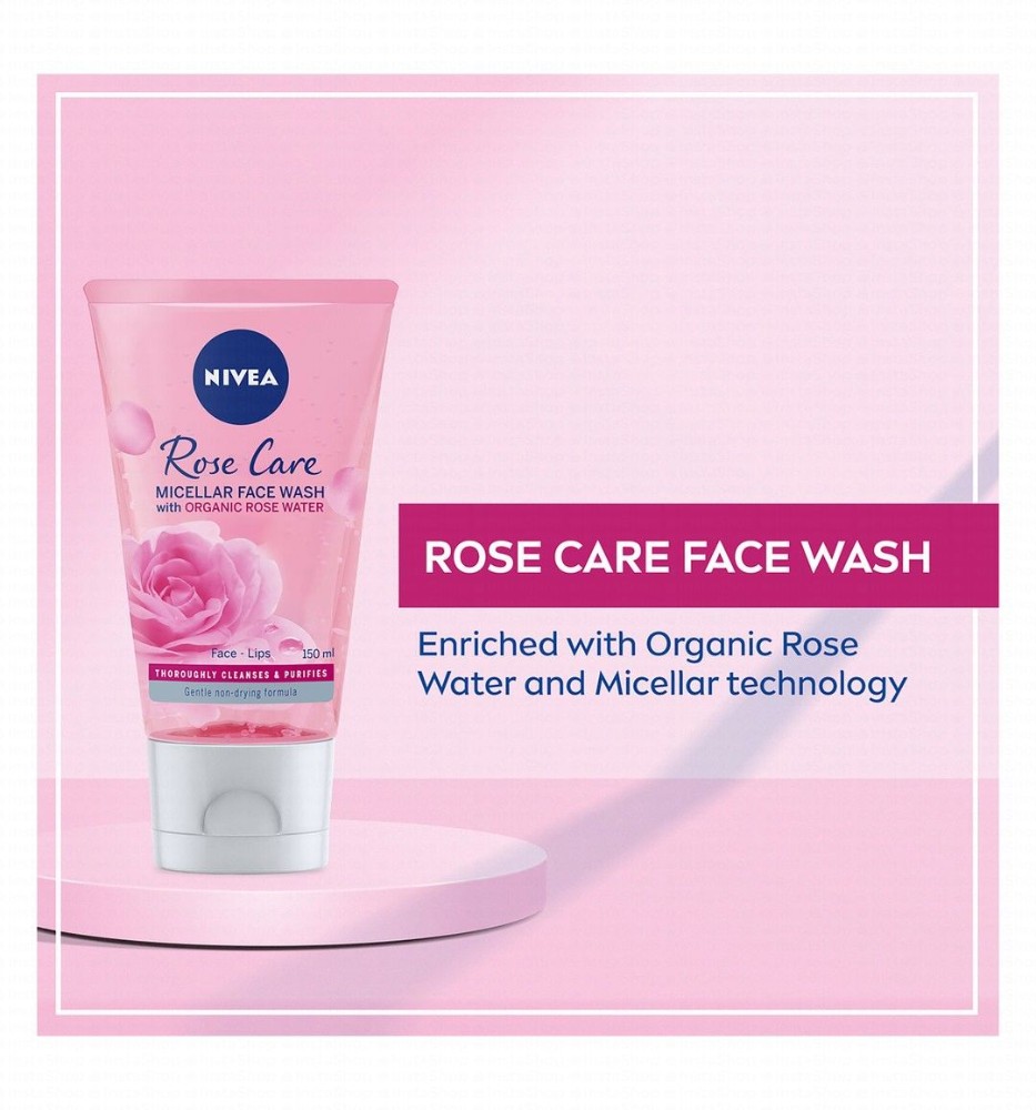 NIVEA Micellar Face Wash with Organic Rose Water for All Skin Types