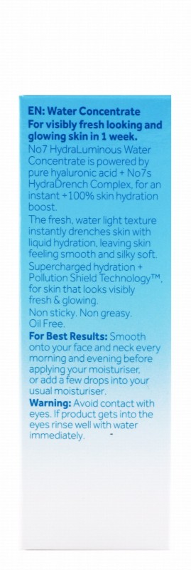 No7 Hydraluminous Water Concentrate Non-Greasy Pure Hyaluronic Acid for Sensitive Skin - oil free