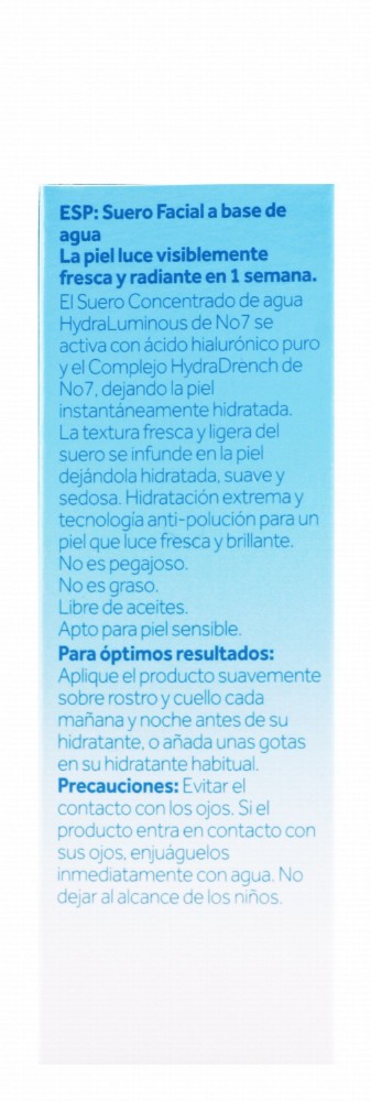 No7 Hydraluminous Water Concentrate Non-Greasy Pure Hyaluronic Acid for Sensitive Skin - oil free