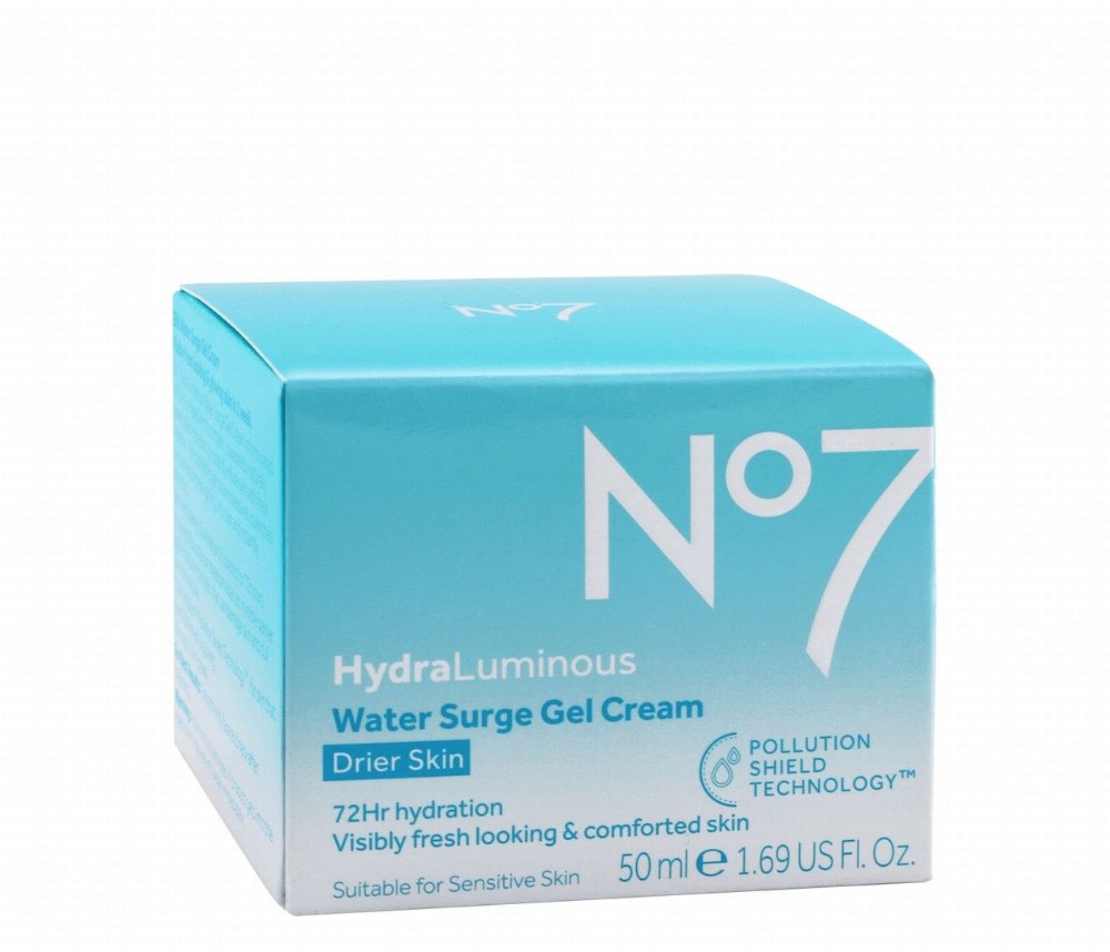 No7 Hydraluminous Water Surge Non-Greasy Face Gel Cream for Drier & Sensitive Skin