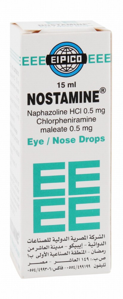 Nostamine 0.5mg Naphazoline HCL & 0.5mg Chlorpheniramine Sterile Eyes & Nose Drops