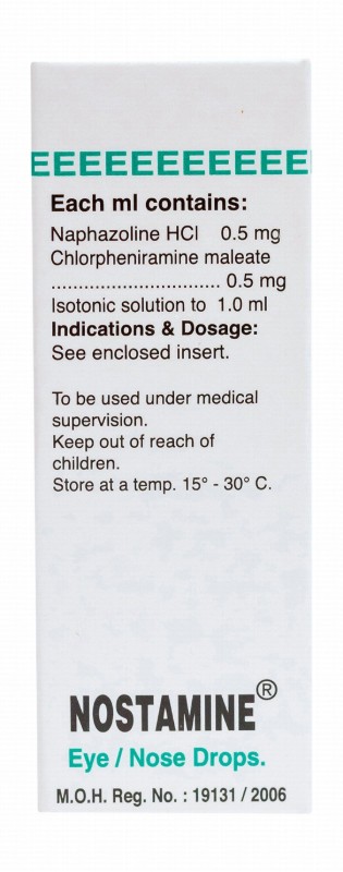 Nostamine 0.5mg Naphazoline HCL & 0.5mg Chlorpheniramine Sterile Eyes & Nose Drops
