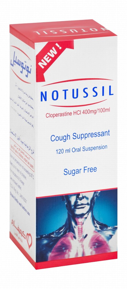 Notussil 400mg/100ml Cloperastine HCL Cough Suppressant Oral Suspension - sugar free