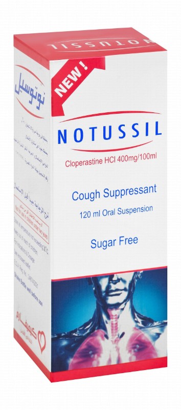 Notussil 400mg/100ml Cloperastine HCL Cough Suppressant Oral Suspension - sugar free