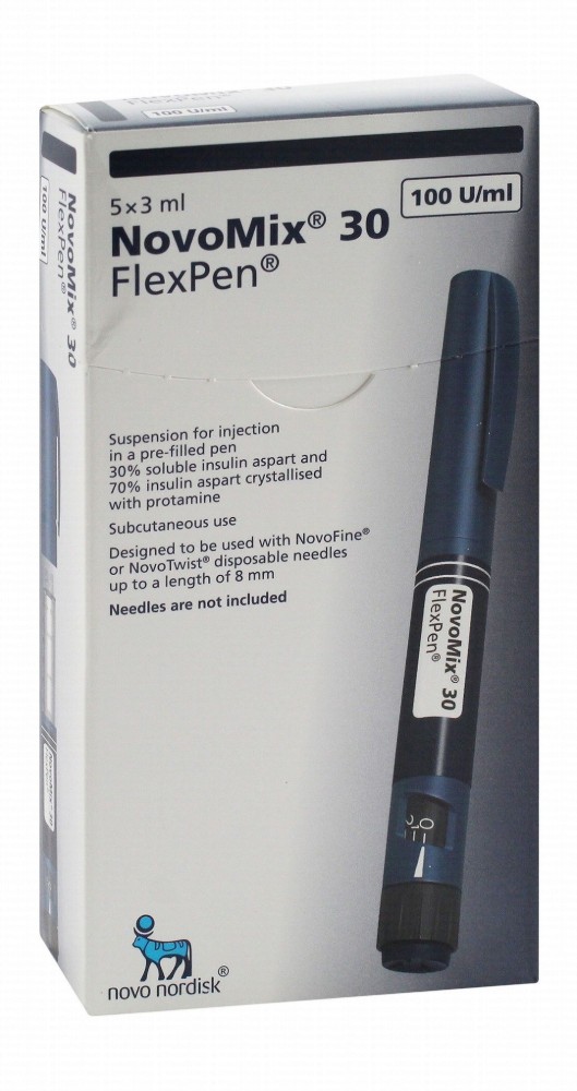 Novomix 30 Flex Pen 100 U/ml Insulin Aspart Suspension with Protamine for Subcutaneous Injection