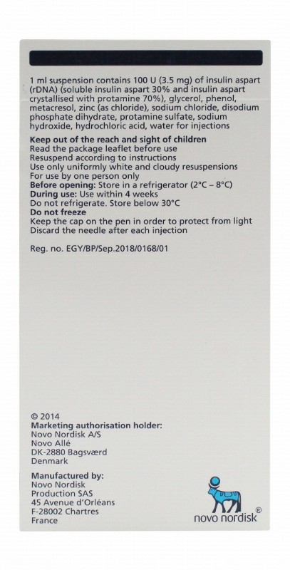 Novomix 30 Flex Pen 100 U/ml Insulin Aspart Suspension with Protamine for Subcutaneous Injection