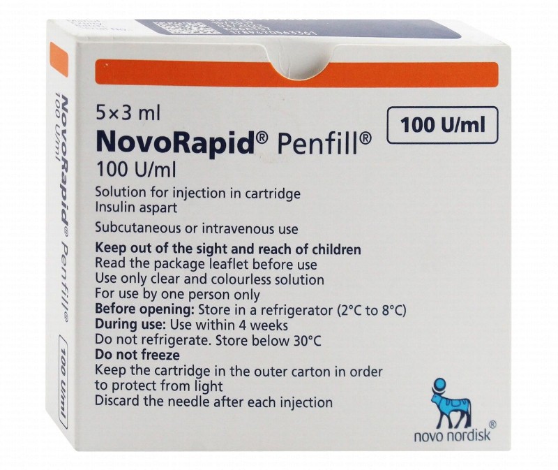 Novorapid Penfill 100IU/ml Insulin Solution for Subcutaneous & Intravenous Injection