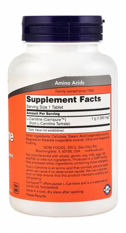 Now 1000mg L-Carnitine Energy Booster Supplement - vegan, GMO free