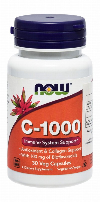 Now 1000mg Vitamin C Supplement with Bioflavonoids for Antioxidant, Collagen & Immune System Health - vegan, GMO free