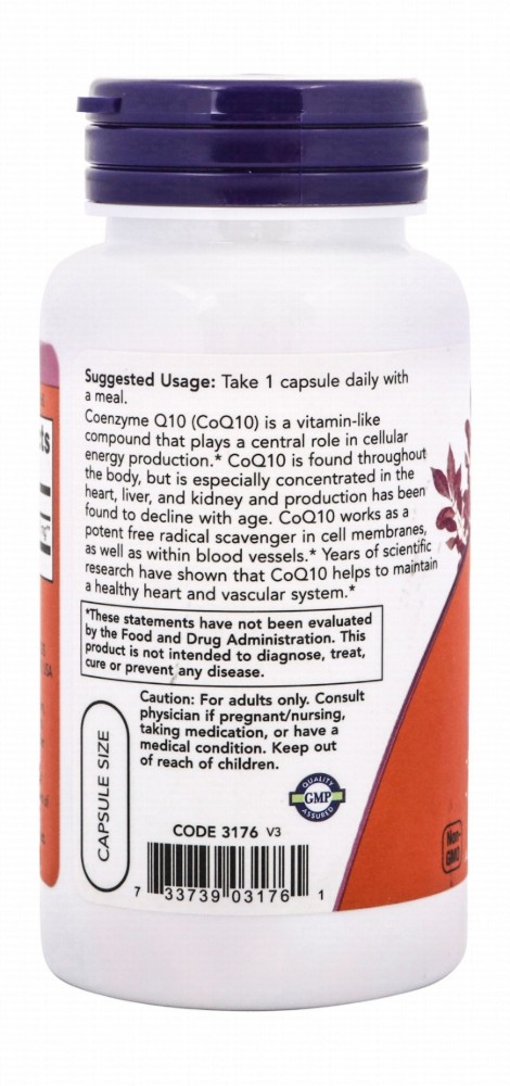 Now 200mg CoQ10 Energy & Cardiovascular Health Supplement - vegan, GMO free