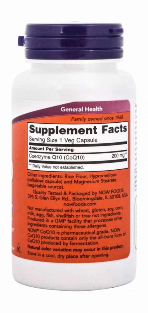 Now 200mg CoQ10 Energy & Cardiovascular Health Supplement - vegan, GMO free