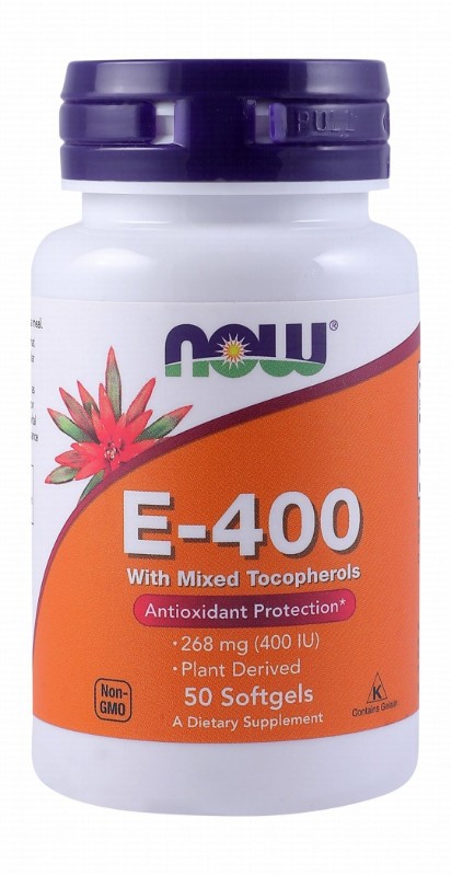 Now 400 IU Vitamin E Antioxidant Supplement with Mixed Tocopherols - GMO free