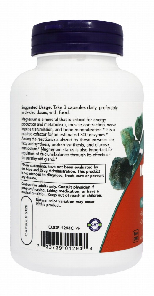 Now 400mg Magnesium Citrate Nervous System & Energy Support Supplement - vegan, GMO free