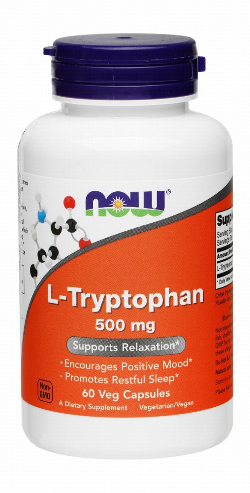 Now 500mg L-Tryptophan Supplement - GMO free, preservatives free, perfumes free