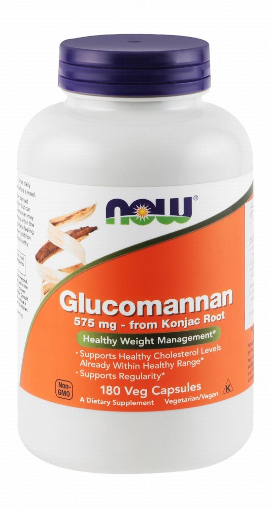 Now 575mg Glucomannan Konjac Root Weight Management, Intestinal Regularity & Cholesterol Level Health Support Supplement - vegan, GMO free