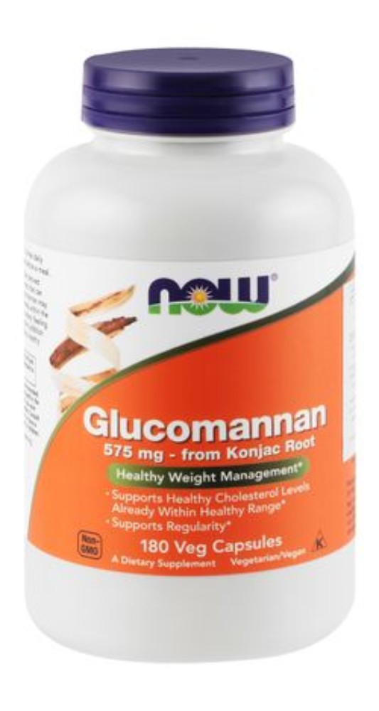 Now 575mg Glucomannan Konjac Root Weight Management, Intestinal Regularity & Cholesterol Level Health Support Supplement - vegan, GMO free