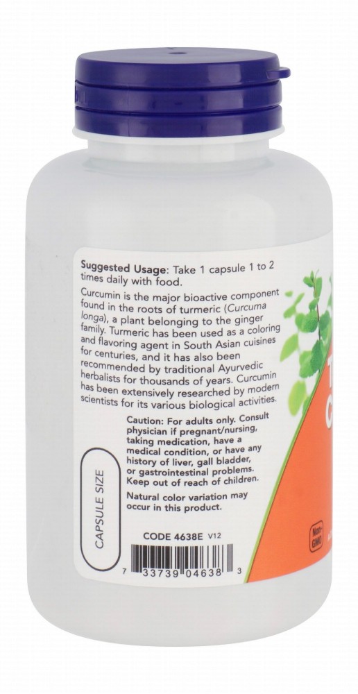 Now 665mg Curcumin Herbal Supplement with Turmeric Root Extract - vegan, GMO free
