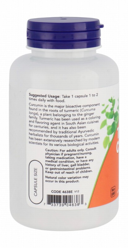 Now 665mg Curcumin Herbal Supplement with Turmeric Root Extract - vegan, GMO free