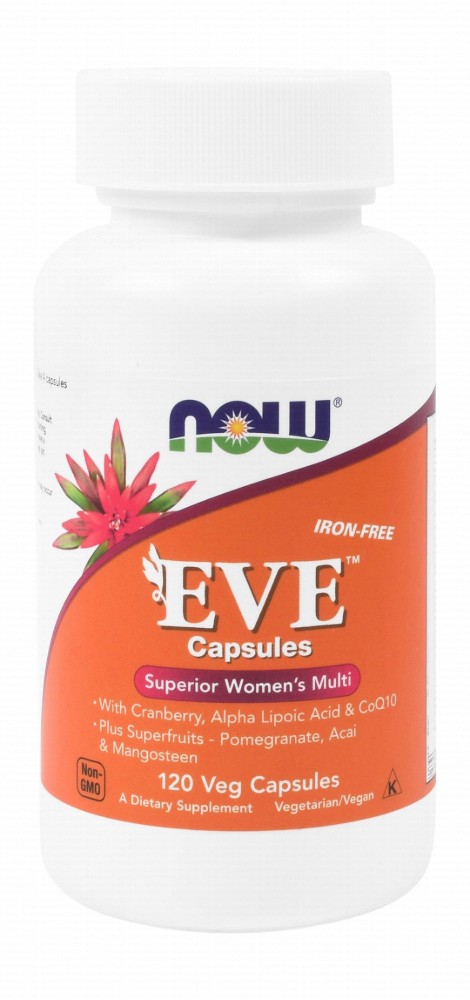 Now Eve Superior Women's Multivitamin Supplement with Alpha Lipoic Acid, CoQ10 & Cranberry Extract - vegan, GMO free, iron free