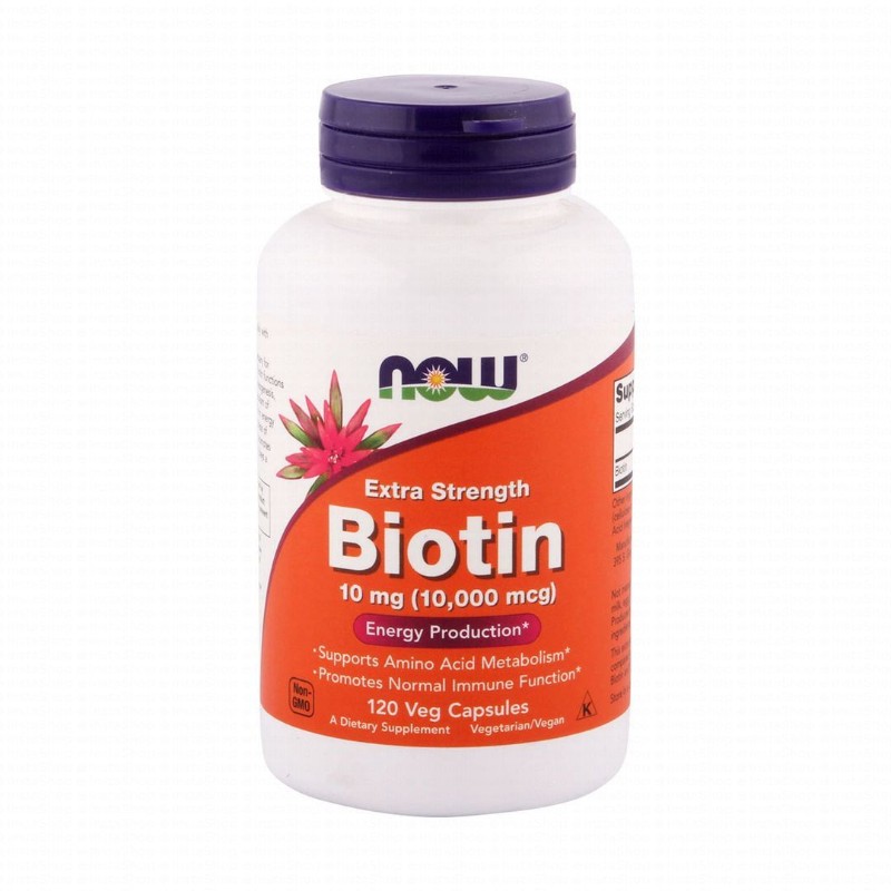 Now Extra Strength 10mg Biotin Energy & Immune System Support Supplement - vegan GMO free