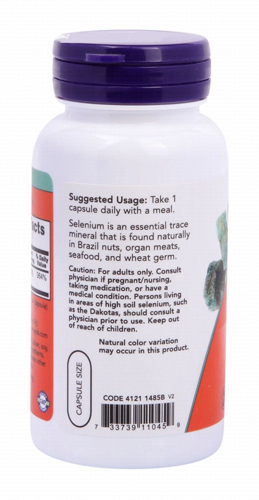 Now Selenium 200mcg Essential Mineral Supplement Capsules - vegan, GMO free, yeast free