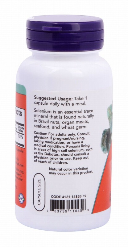 Now Selenium 200mcg Essential Mineral Supplement Capsules - vegan, GMO free, yeast free