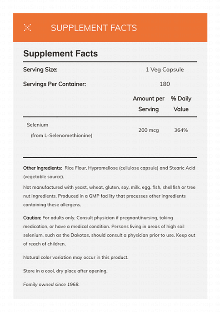 Now Selenium 200mcg Essential Mineral Supplement Capsules - vegan, GMO free, yeast free