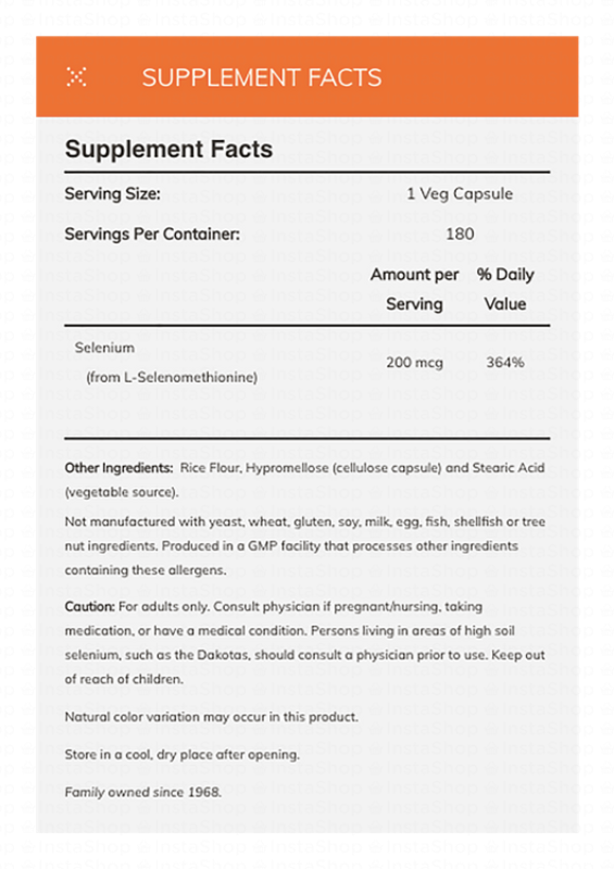 Now Selenium 200mcg Essential Mineral Supplement Capsules - vegan, GMO free, yeast free