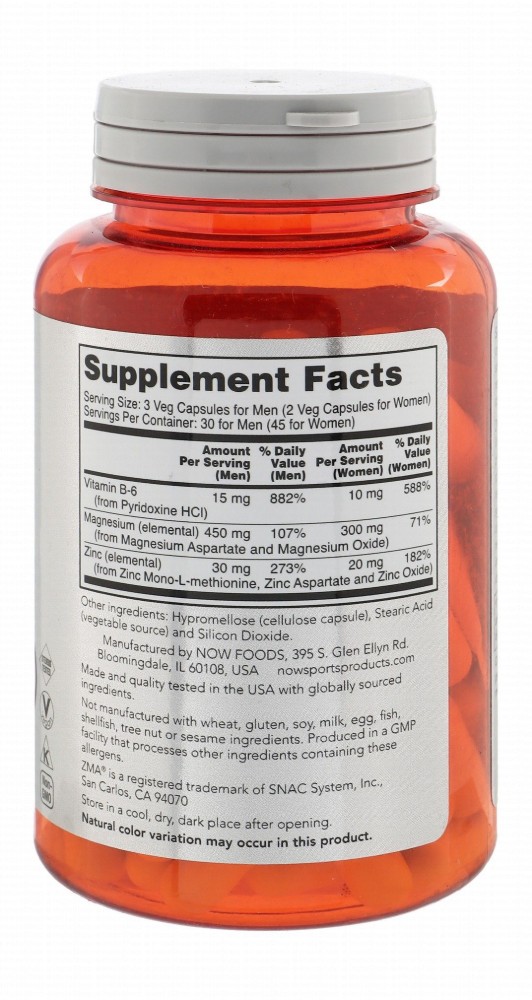 Now Sports Zma Recovery Supplement - GMO free, steroid free