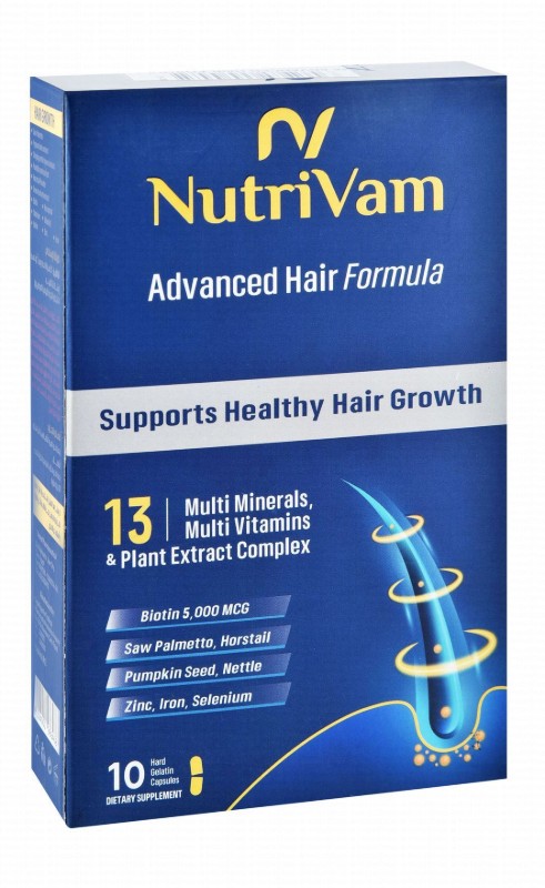 Nutrivam 5000mcg Biotin Hair Growth Health Support Supplement with Multi-Minerals, Multivitamins & Plant Extract Complex