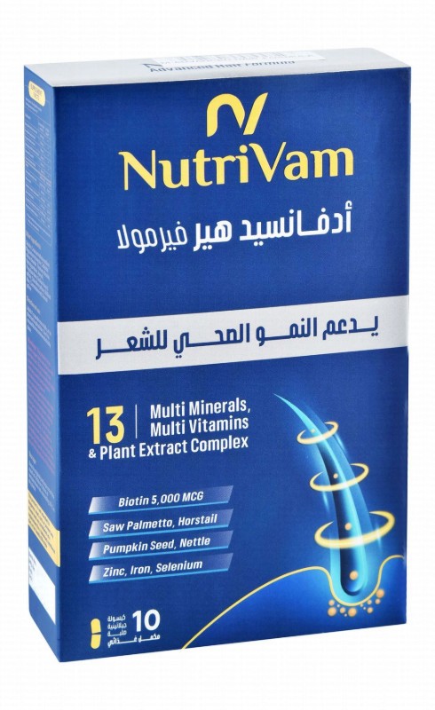 Nutrivam 5000mcg Biotin Hair Growth Health Support Supplement with Multi-Minerals, Multivitamins & Plant Extract Complex