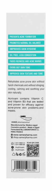 Nutrivam Antibacterial Acnivam Sebum Regulating, Purifying & Anti-Imperfections Face Serum with Organic Propolis for Oily, Sensitive & Acne-Prone Skin - parabens free, oil free, non comedogenic