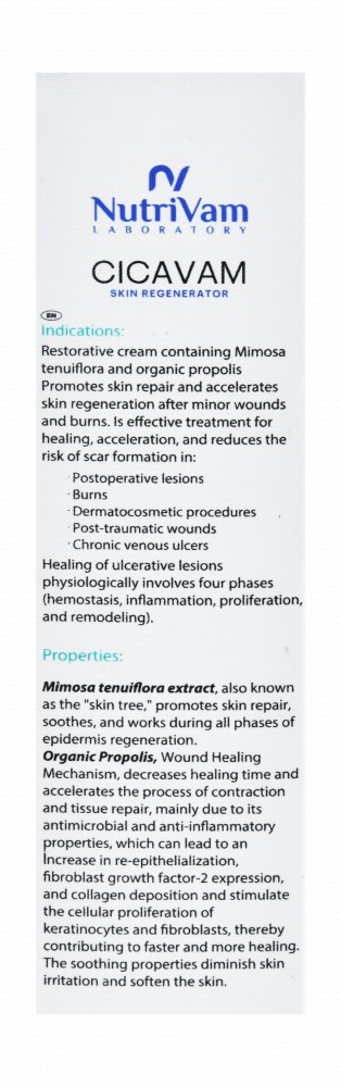Nutrivam Cicavam Soothing & Repairing Post Procedure Cream with Organic Propolis, Mimosa Tenuiflora & Panthenol for Sensitive, Delicate & Irritated Skin