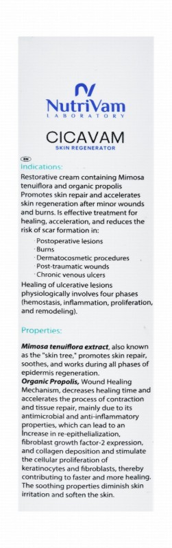 Nutrivam Cicavam Soothing & Repairing Post Procedure Cream with Organic Propolis, Mimosa Tenuiflora & Panthenol for Sensitive, Delicate & Irritated Skin