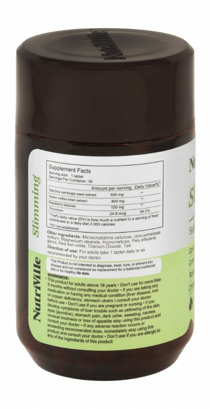 Nutriville 500mg Garcinia Cambogia Slimming & Weight Loss Support Supplement with Green Coffee, Raspberry Ketones & Chromium
