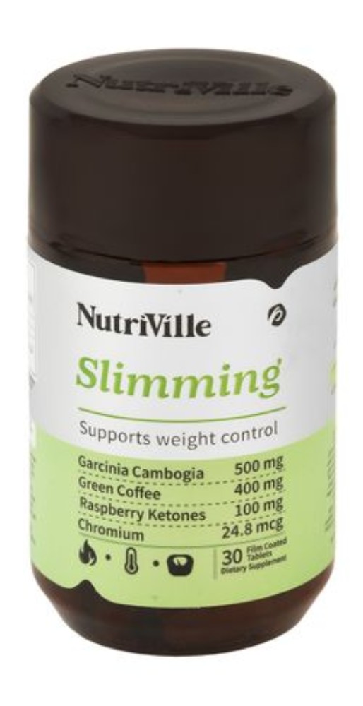Nutriville 500mg Garcinia Cambogia Slimming & Weight Loss Support Supplement with Green Coffee, Raspberry Ketones & Chromium