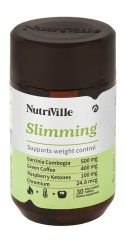 Nutriville 500mg Garcinia Cambogia Slimming & Weight Loss Support Supplement with Green Coffee, Raspberry Ketones & Chromium