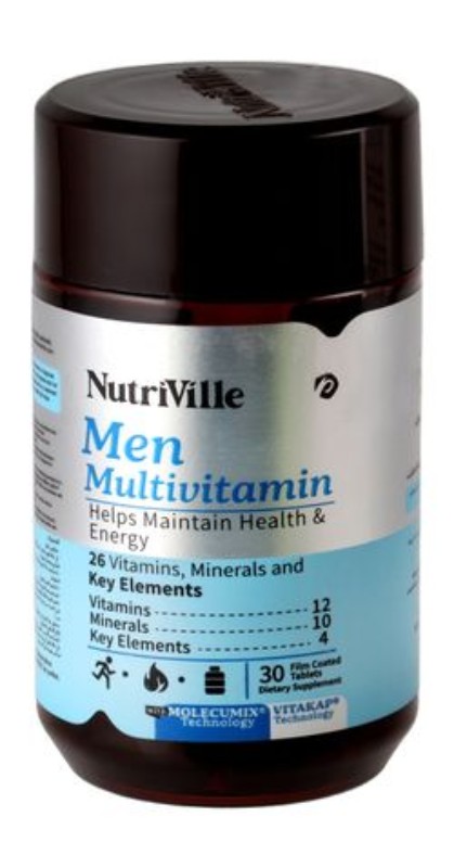 Nutriville Men Multivitamin Energy & Health Support Supplement with Minerals & Key Elements