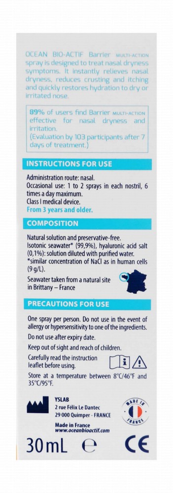 Ocean Bio-Actif Barrier Multi-Action Relief Nasal Spray - preservatives free