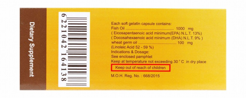 Omega-3 Plus 1000mg Fish Oil Supplement with Wheatgerm Oil