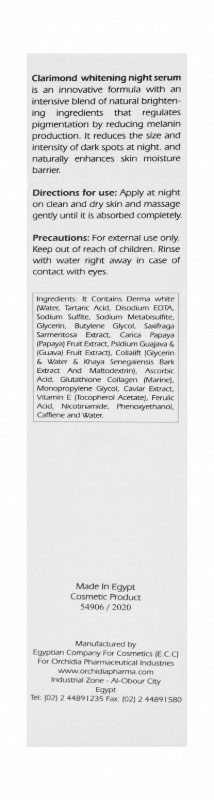 Orchidia Clarimond 10% Vitamin C Whitening, Nourishing & Toning Facial Night Serum